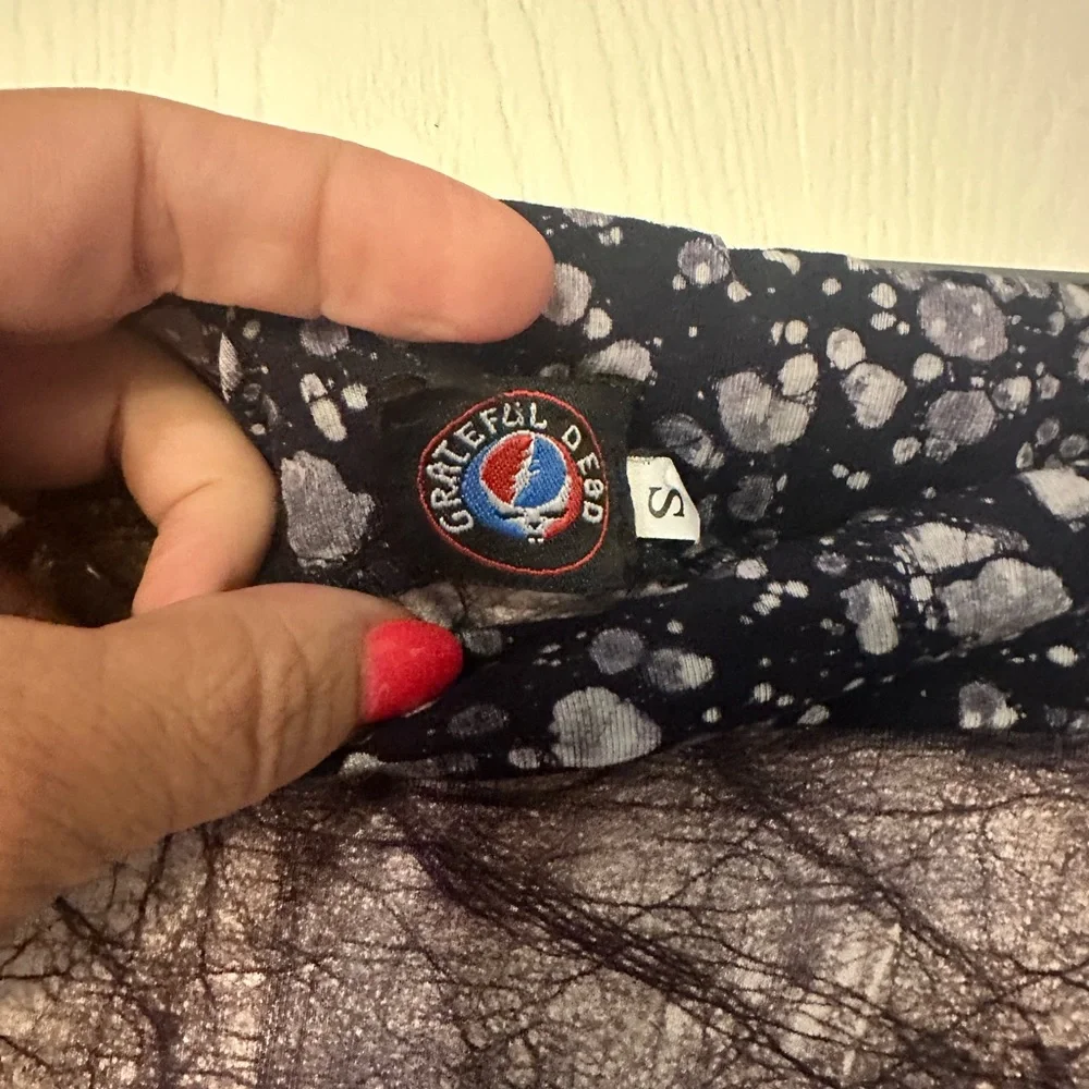 Grateful Dead Black tie-dyed maxi skirt from Jayli. Roses at the bottom.